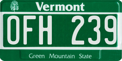VT license plate OFH239