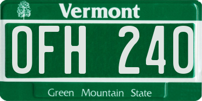 VT license plate OFH240