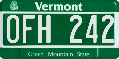 VT license plate OFH242