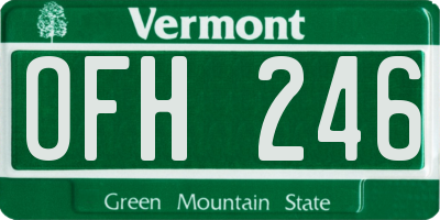 VT license plate OFH246