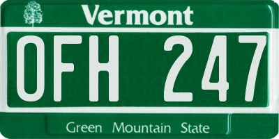 VT license plate OFH247