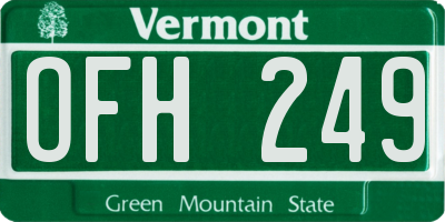 VT license plate OFH249