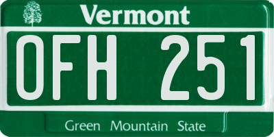 VT license plate OFH251