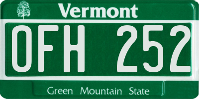VT license plate OFH252