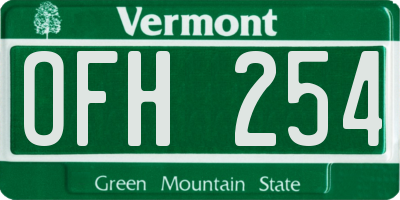 VT license plate OFH254