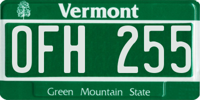 VT license plate OFH255