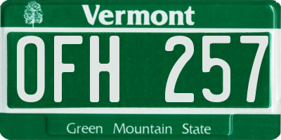 VT license plate OFH257