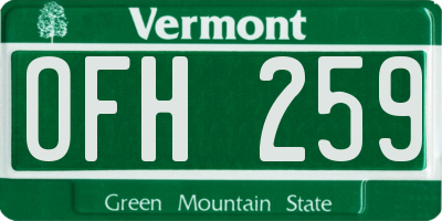 VT license plate OFH259