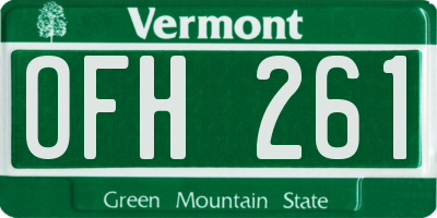 VT license plate OFH261