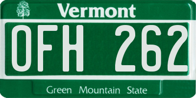 VT license plate OFH262