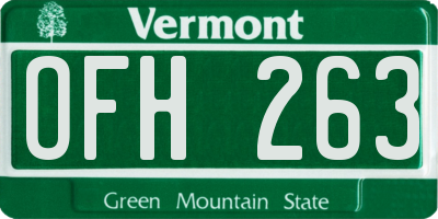 VT license plate OFH263