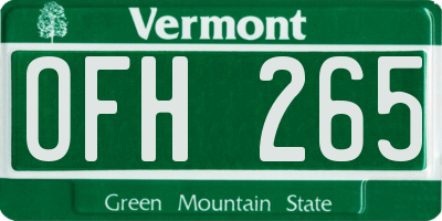 VT license plate OFH265