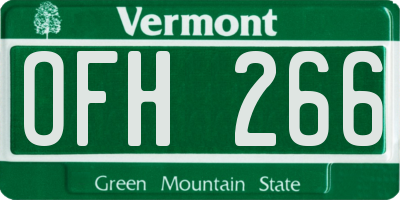 VT license plate OFH266