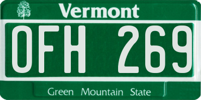 VT license plate OFH269