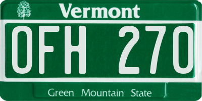 VT license plate OFH270