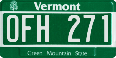 VT license plate OFH271