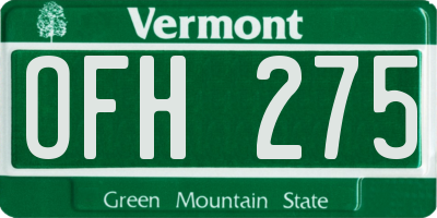 VT license plate OFH275