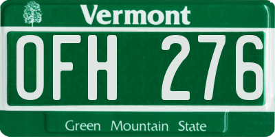 VT license plate OFH276