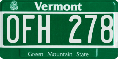 VT license plate OFH278