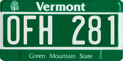 VT license plate OFH281