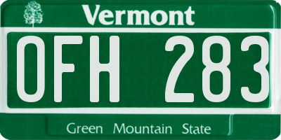 VT license plate OFH283