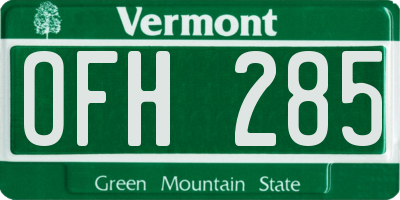 VT license plate OFH285