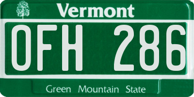 VT license plate OFH286