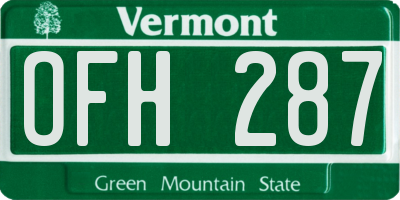 VT license plate OFH287