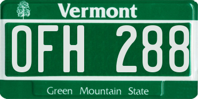 VT license plate OFH288