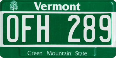 VT license plate OFH289