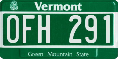 VT license plate OFH291