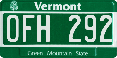 VT license plate OFH292