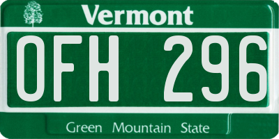 VT license plate OFH296