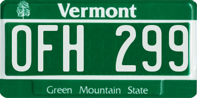 VT license plate OFH299