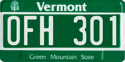 VT license plate OFH301