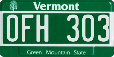 VT license plate OFH303