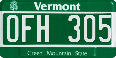 VT license plate OFH305
