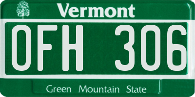 VT license plate OFH306
