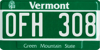 VT license plate OFH308