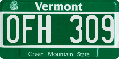 VT license plate OFH309