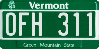 VT license plate OFH311