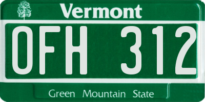VT license plate OFH312