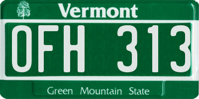 VT license plate OFH313