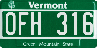 VT license plate OFH316