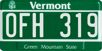 VT license plate OFH319