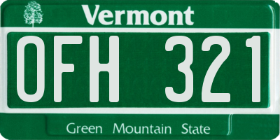 VT license plate OFH321