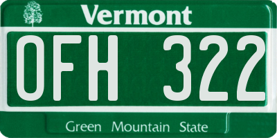 VT license plate OFH322