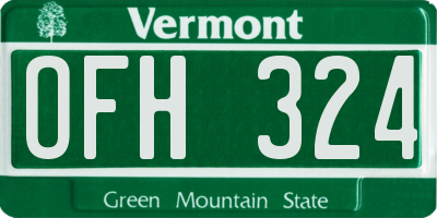 VT license plate OFH324