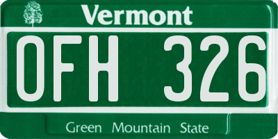 VT license plate OFH326