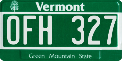 VT license plate OFH327